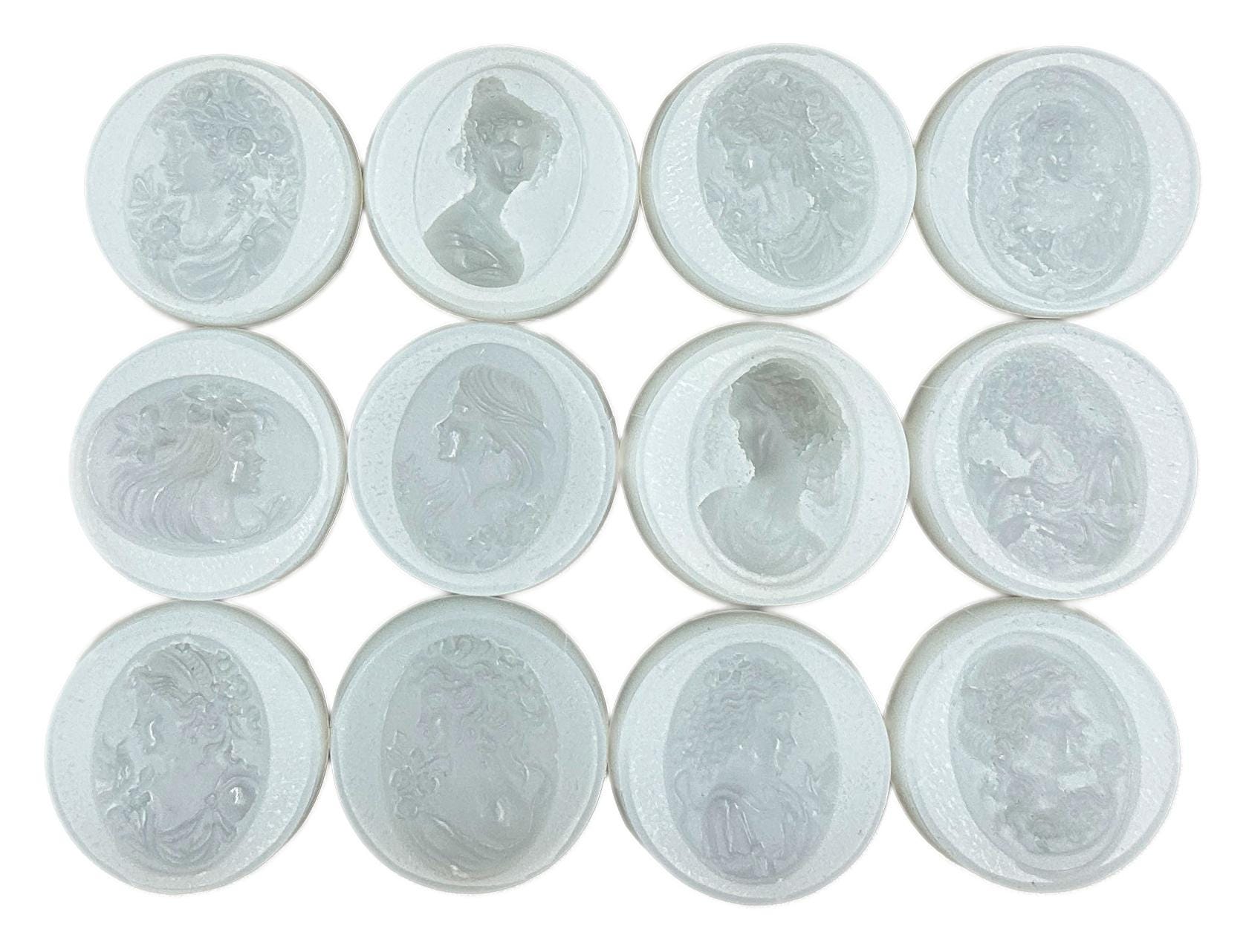 LADY SILICONE MOLD set of 12 cameo mould with woman, female  for resin polymer clay cupcake gypsum