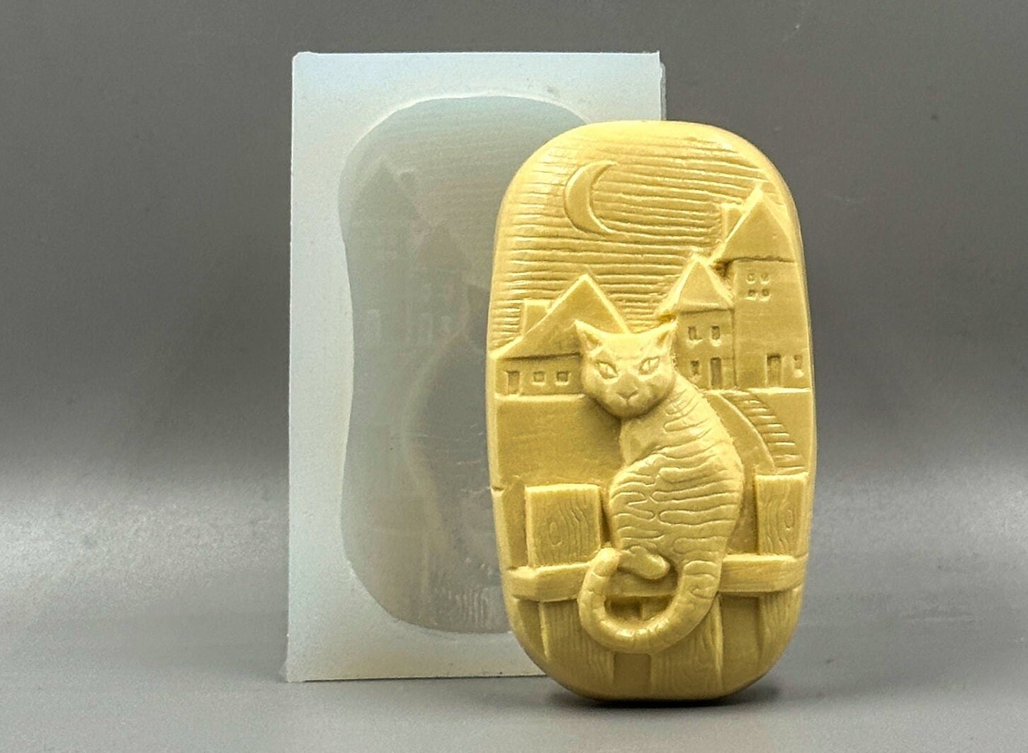 CAT SILICONE MOLD soap resic plaster wax clay mould rustical