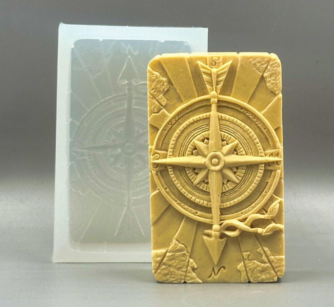 WIND ROSE SILICONE Soap Mold Bar Mould 5,5oz Resin Plaster Chocolate ...