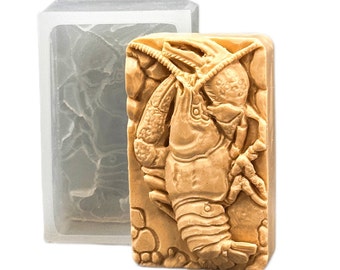 LOBSTER SILICONE MOLD soap bar mould 5oz   resin plaster chocolate wax icing flexible hard duty