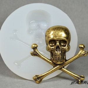CROSSBONES SILICONE MOLD food use polymer clay resin fimo mould wax plaster chocolate, icing, plaster enamel embossing casting jolly roger
