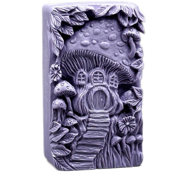 MUSHROOM HOUSE SILICONE mold for soap making, resin casting, wax candle, chocolate bar, plaster Flexible Sturdy Detailed
