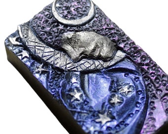 LADY MOON SILICONE mold soap flexible sturdy celestial mould 5oz sky stars fairy