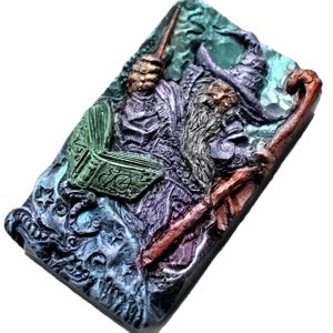 SORCERER SILICONE MOLD soap bar mould 5,5oz   resin plaster chocolate wax icing sturdy detailed  alchemist wizard