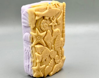 MARINE SILICONE MOLD soap mould  plaster clay wax resin bath bomb sturdy flexible seahorse shell fish jellyfish medusa