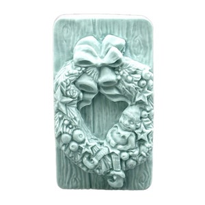 CHRISTMAS WREATH SILICONE mold flexible for soap making, clay, wax, plaster, 5 oz,  winter  Christmas , elf