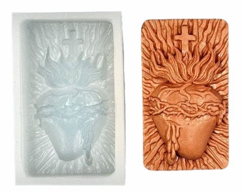 CATHOLIC SILICONE MOLD For Soap Making Religious Prayer, Jesus, Virgin Mary, Sacred Heart, Manger