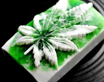 MARIJUANA SOAP MOLD silicone leaf  cannabis hash pot mould soap bar 5oz