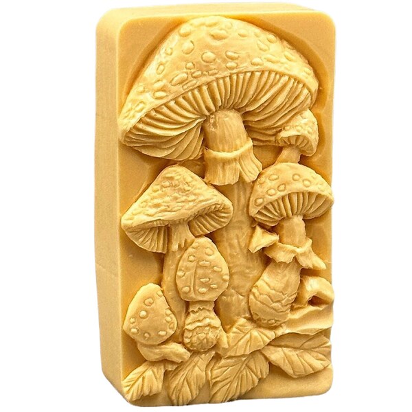MUSHROOM SILICONE MOLD for soap making, resin casting, wax candle, chocolate bar, plaster and many other craft. Flexible Sturdy Detailed