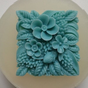 SQUARE SILICONE MOLD sugarcraft polymer clay fimo flower resin flexible cupcake chocolate icing metal clay mould floral