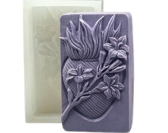 The Most Chaste Heart of Joseph SILICONE MOLD for soap making, candle, plaster, wax, resin, chocolate, gypsum - flexible and sturdy