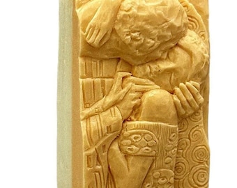 KISS SILICONE MOLD soap bar mould Art Nouveau  ornament  lovers 5oz   resin plaster chocolate wax icing