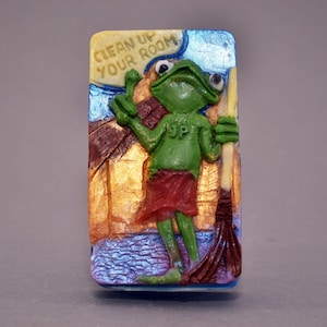 FROG SILICONE MOLD soap  bar mould  resin plaster chocolate wax icing frog clean up your room