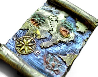 TREASURE MAP SILICONE mold  soap resin plaster chocolate wax icing flexible pirate scroll