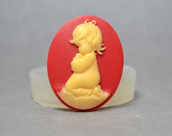 Praying Girl Silicone Mold: Fimo, Soap, Resin, Clay (40x30mm)