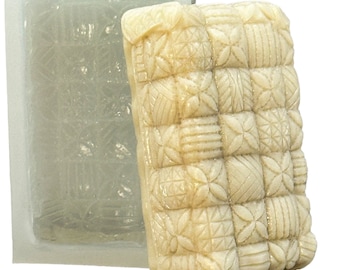 QUILT SILICONE MOLD for soap making, resin casting, wax candle, chocolate bar, plaster and many other craft,  Flexible Sturdy patchwork