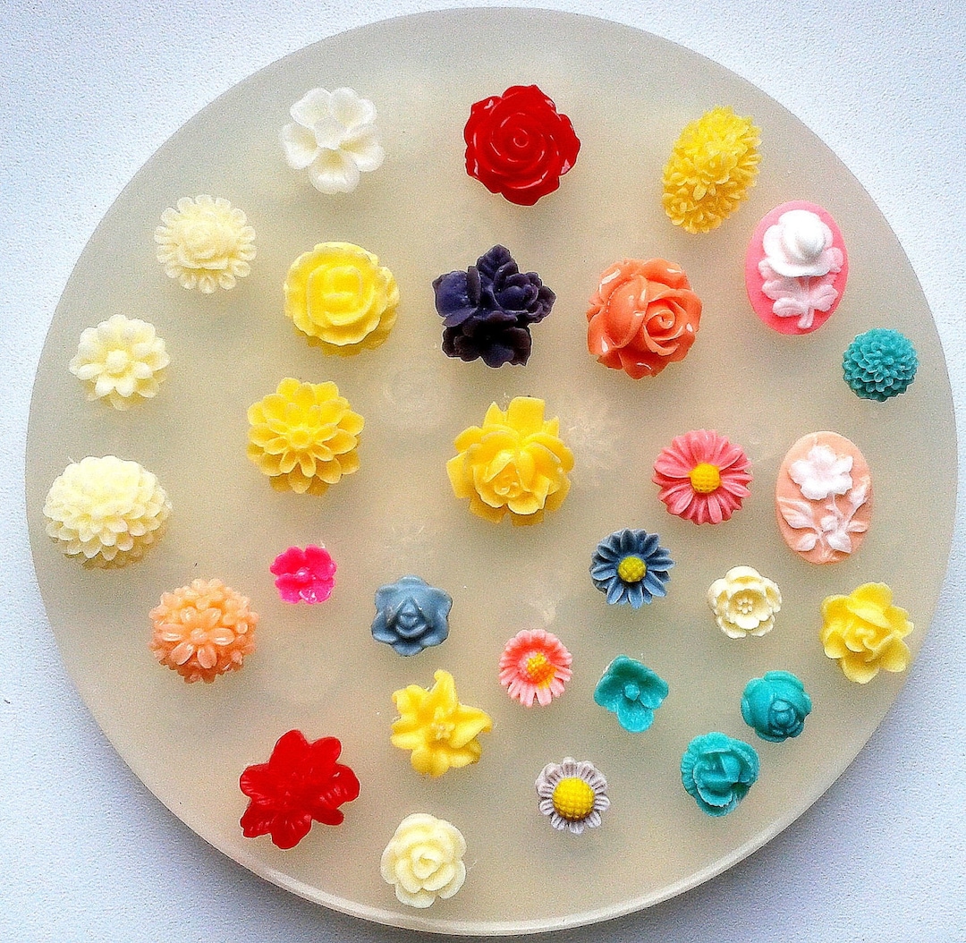 SILICONE MOLD 29 Tiny Flowers Set Food Use, Resin, Fimo, Polymer Clay