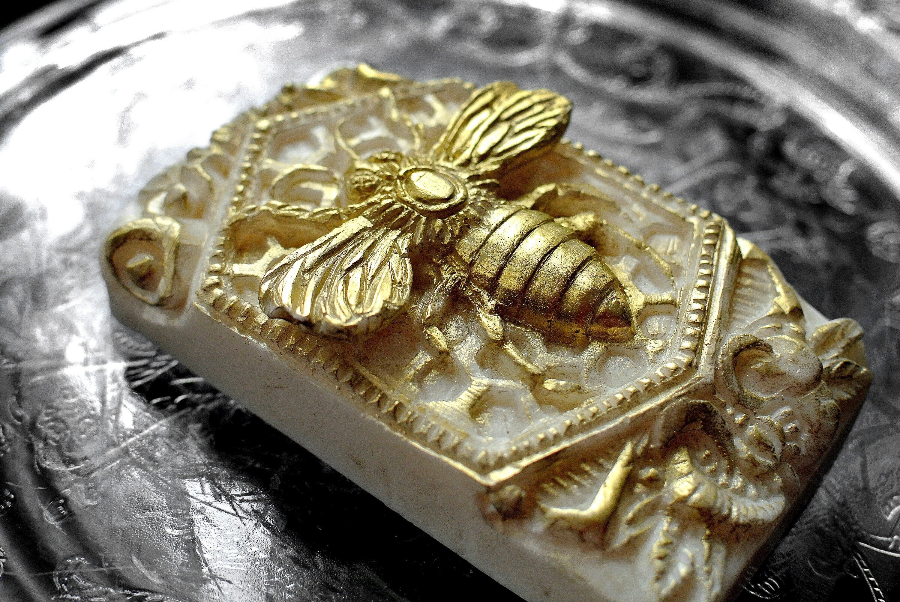 6 Cavity Honey Bee Silicone Soap Mold, Soap Making, Honey Comb