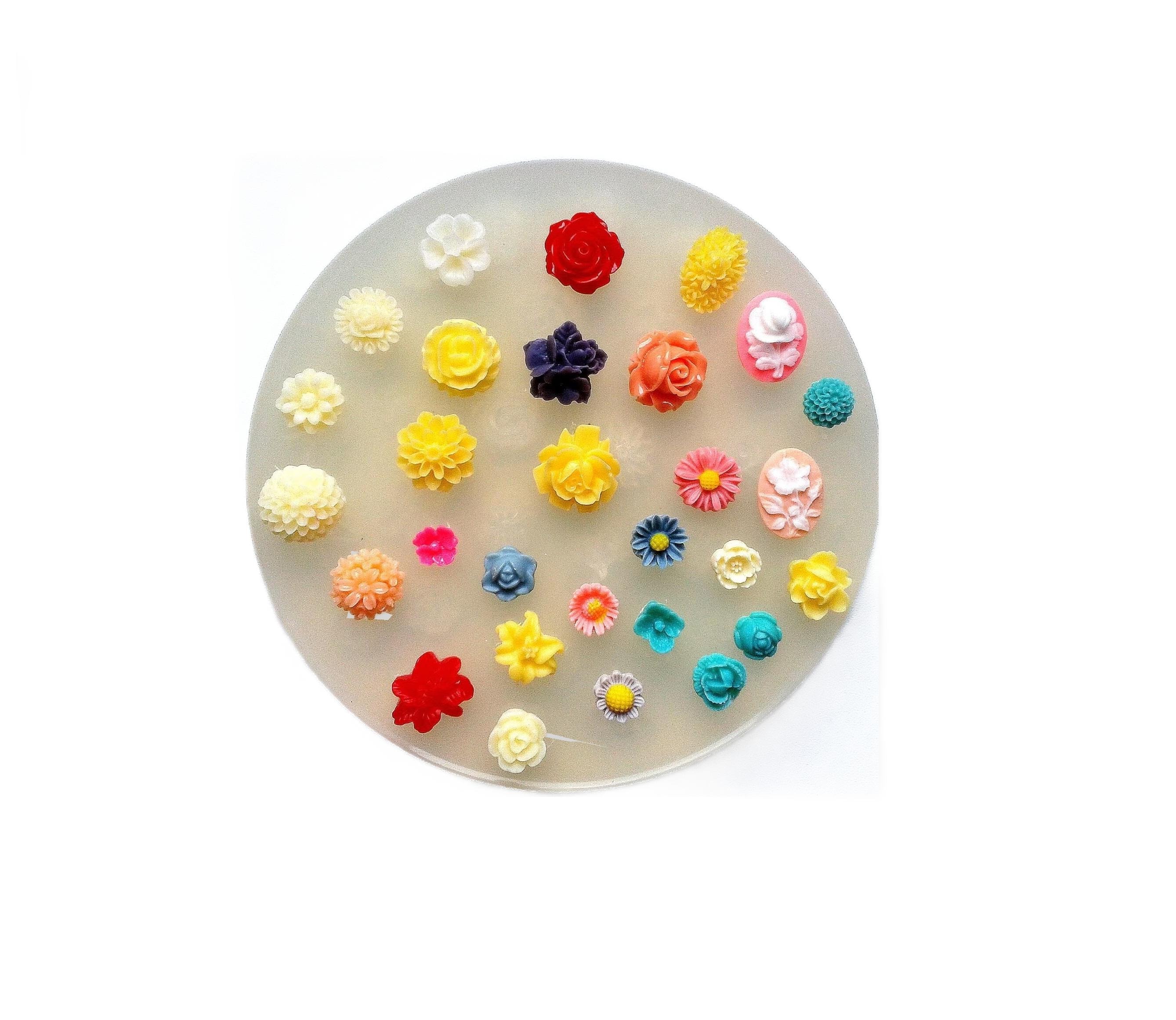 SILICONE MOLD - 29 tiny flowers set - food use, resin, fimo, polymer clay, icing food grade chocolate wax plaste mould