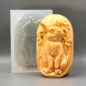 RABBIT SILICONE MOLD soap flexible sturdy mould 5oz easter bunny wax resin clay plaster chocolate
