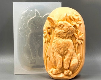 RABBIT SILICONE MOLD soap flexible sturdy mould 5oz easter bunny wax resin clay plaster chocolate