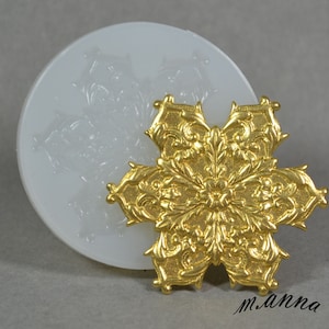 ROSETTE SILICONE MOLD sugarcraft resin fimo polymer clay mould fimo wax plaster icing chocolate food use food grade mould snowflake