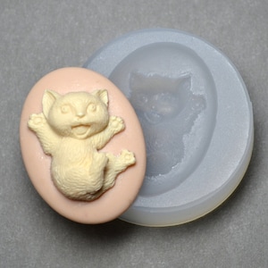 CAT SILICONE MOLD cameo fondant icing polymer clay resin fimo mould wax plaster kitty
