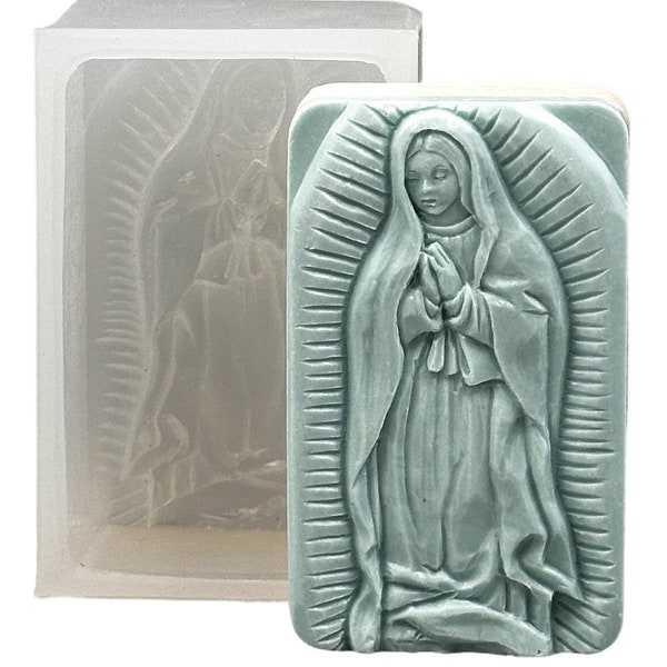 VIRGIN MARY SILICONE mold soap flexible sturdy mould 5oz Our Lady of Guadalupe