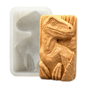 DINOSAUR SILICONE MOLD soap bar mould 5,5oz   resin plaster chocolate wax icing monster trex t-rex dino