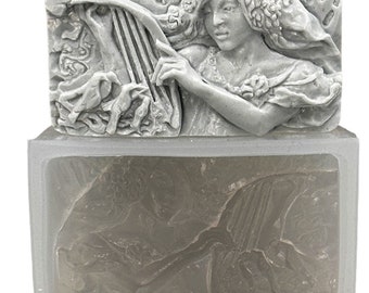 LADY SOAP SILICONE mold bar harp mould Art Nouveau  ornament 5oz   resin plaster chocolate wax icing