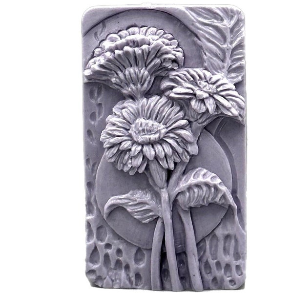 GERBERA SILICONE MOLD soap bar mould 5,5oz resin plaster chocolate wax icing sturdy detailed  flower floral