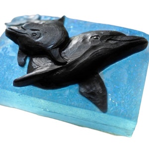 DOLPHIN SOAP SILICONE mold making soap bar mould sea creature  plaster clay wax resin 5oz