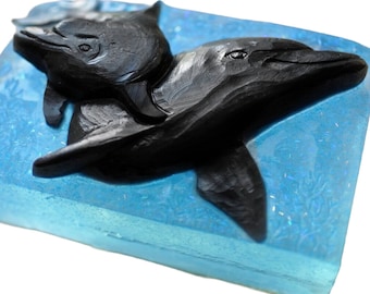 DOLPHIN SOAP SILICONE mold making soap bar mould sea creature  plaster clay wax resin 5oz