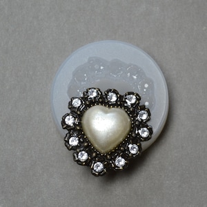 HEART SILICONE MOLD brooch fondant resin clay fimo wax plaster sugarcraft mould