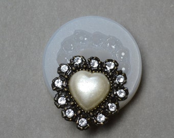 HEART SILICONE MOLD brooch fondant resin clay fimo wax plaster sugarcraft mould
