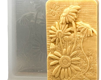 CHAMOMILE SOAP SILICONE mold  flowers bar mould flexible sturdy wax plaster resin floral candle herbs