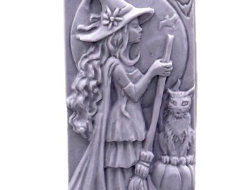 WITCH SILICONE MOLD soap bar mould 5,5oz   resin plaster chocolate wax icing sturdy detailed