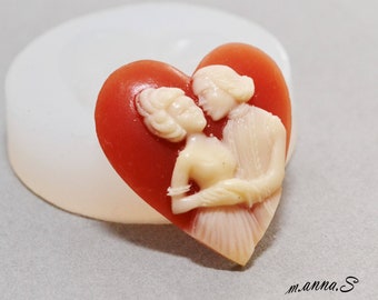 Heart Couple Silicone Mold: Resin, Clay, Sugarcraft