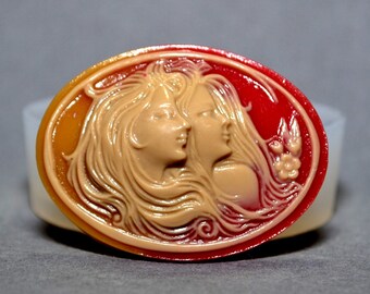 Molde de silicona para camafeos de dama: resina flexible, arcilla, apto para alimentos (40 x 30 mm)