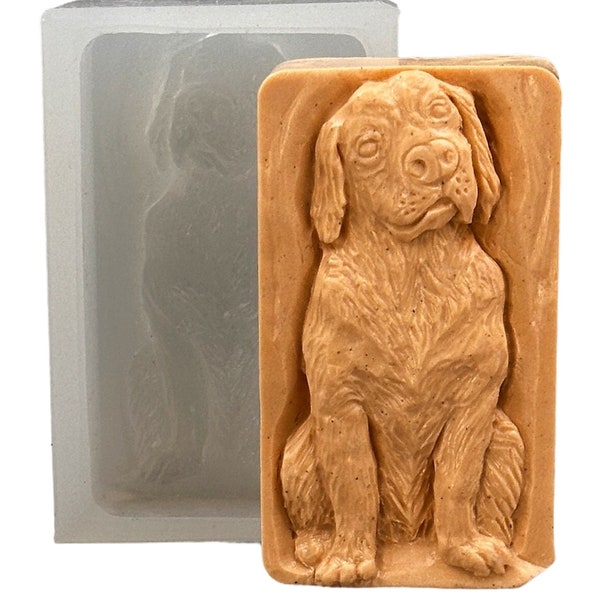 MOULE LABRADOR EN SILICONE Moule à pain de savon 125 oz, plâtre de résine, glaçage au chocolat et cire solide, chien animal détaillé