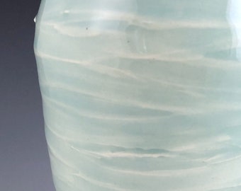 Blue, Aqua Water Ripples Modern, Handmade,  Pottery Vase