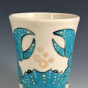 Blue Crab Baby Cup, Juice Cup, Handmade, Art Pottery, Vase