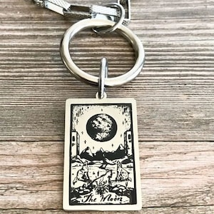 The Moon Three Ring Tarot Card Necklace Pendant
