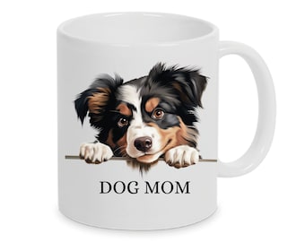 Taza personalizada Dog Mom con Australia Shepard Aussie también con el nombre deseado