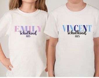 T-shirt écolier 2023 avec nom et année pour cadeau d'inscription à l'école