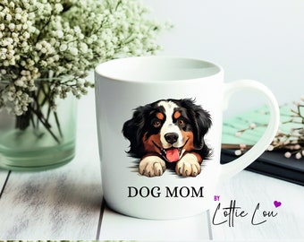 Taza personalizada Dog Mom con raza Boyero de Berna también con el nombre deseado