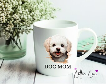 Personalisierte Tasse Dog Mom mit Hunderasse Bichon Frise auch mit Wunschname