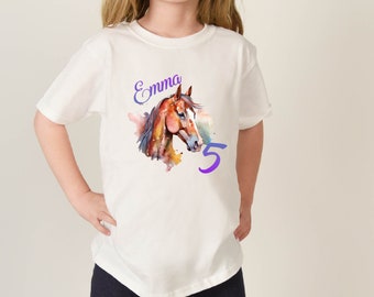 Camiseta caballo cumpleaños con nombre y número de regalo