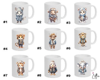 Taza personalizada de animales salvajes también con el nombre deseado -Lobo Búfalo Leopardo Guepardo Bisonte Tigre León Águila Elefante