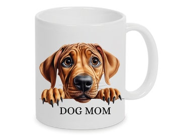 Taza personalizada Dog Mom con Rhodasian Ridgeback también con el nombre deseado